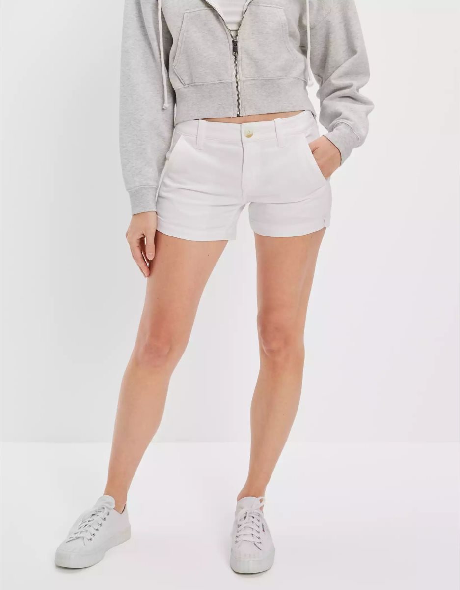 Shorts American Eagle AE Khaki Midi Blanche Femme | HYR-53231410